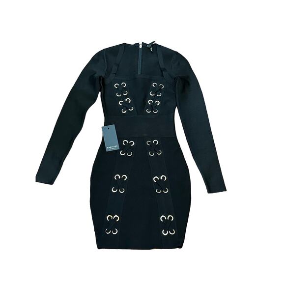 Marciano NWT Black XXS Bandage Bodycon Mini Dress - Picture 2 of 12